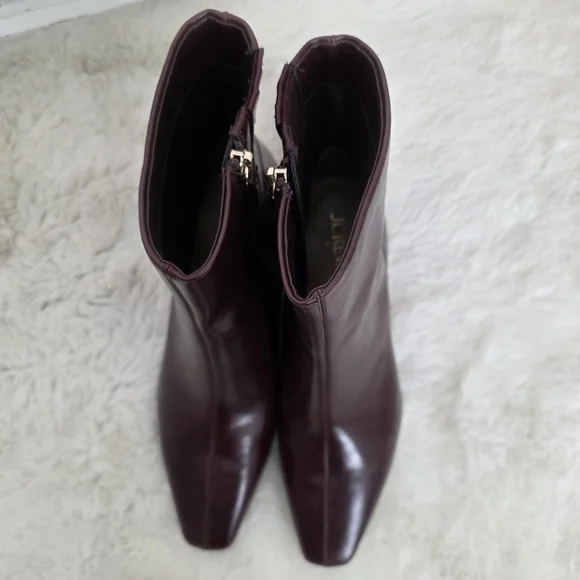 NEW J. Crew Snip Toe Rich Brown Red Ankle Booties 8 - Picture 4 of 11